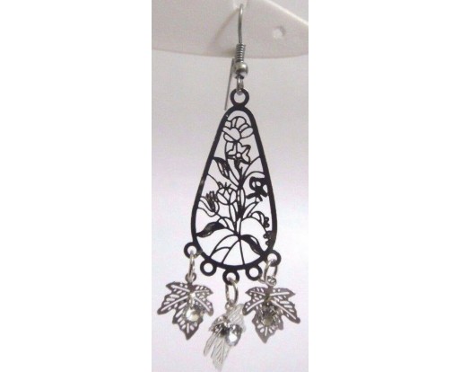 THE LEAF DROP Earrings - Drop Long Dangling Hook - Classy Fashion - Dual Tone